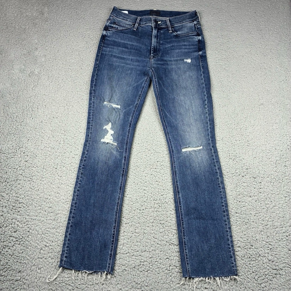 MOTHER Dazzler Jeans Women's 26 Weekend Warrior Mid Rise Ankle Fray Distressed
